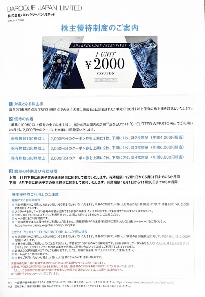 ジャパンバロックジャパンリミテッド★株主優待券 28000円分 ショッピング